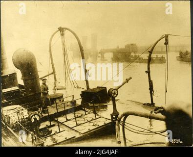 Der gescheiterte Handstreich der Engländer gegen Zeebrügge. Blick auf die versunkenen englischen Kreuzer Stockfoto