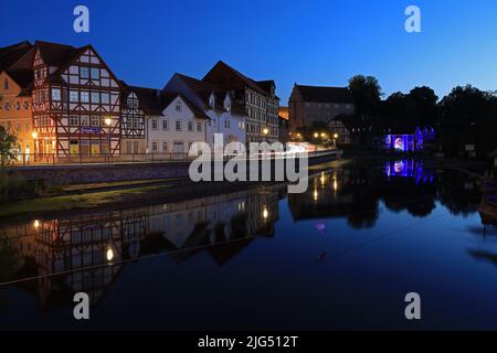 Rückbau von Altstadtgebäuden an der Werra in Eschwege Stockfoto