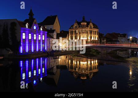 Rückbau von Altstadtgebäuden an der Werra in Eschwege Stockfoto