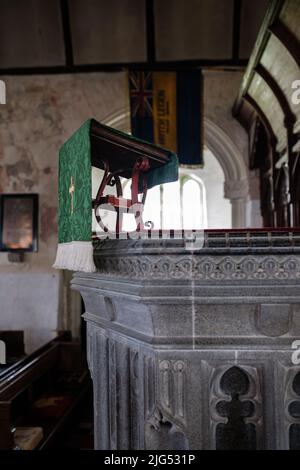 Blick in und um St. Breaca Parish Church in Breage, Helston, Cornwall Stockfoto