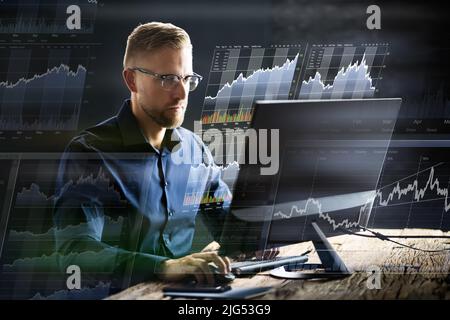 Stock Broker Exchange Trading App Auf Desktop-Computer Stockfoto