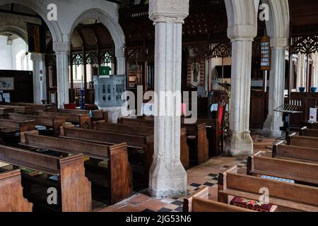 Blick in und um St. Breaca Parish Church in Breage, Helston, Cornwall Stockfoto