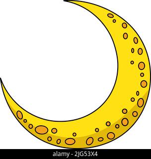 Crescent Moon Cartoon Coloured Clipart Stock Vektor