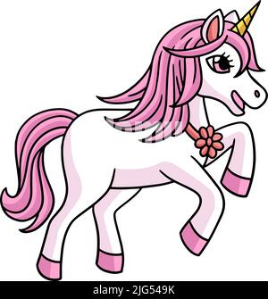 So Spielen Sie „Unicorn Cartoon Coloured Clipart“ Stock Vektor
