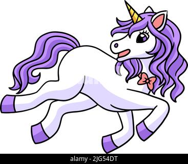 So Spielen Sie „Unicorn Cartoon Coloured Clipart“ Stock Vektor