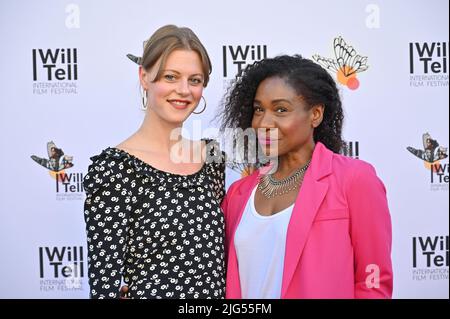 London, Großbritannien. - 7. Juli 2022. Karen Bryson MBE nimmt an der Purple Beatz Film Premiere des I will Tell - International Film Festival im Londoner BFI, Großbritannien, Teil Stockfoto