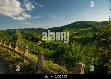 Blick auf den Hang des monte Nerone in der Region Marken in Italien Stockfoto