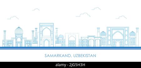 Skizzieren Skyline Panorama der Stadt Samarkand, Usbekistan - Vektor-Illustration Stock Vektor