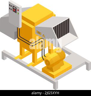 Sägewerk Holzwerk Holzfäller isometrische Zusammensetzung mit isoliertem Bild von elektrischen Gerät Vektor-Illustration Stock Vektor