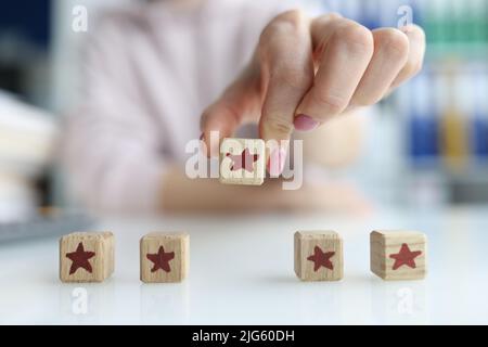 Fünf Sterne Bewertungen Bewertung und Bewertungskonzept Stockfoto