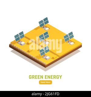 Grüne Energieökologie isometrische farbige Zusammensetzung mit System für solare Stromerzeugung Vektor-Illustration Stock Vektor