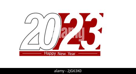 Frohes Neues Jahr 2023. Stilisierte Zahl 2023 für Neujahrs- und Weihnachtsgrüße. Stock Vektor