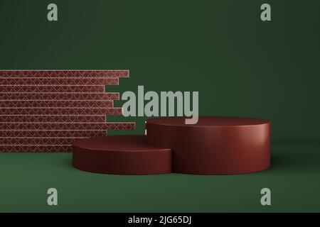 Abstrakter minimaler Hintergrund. Zylindrisches Podium mit geometrischer Form zur Produktanzeige. 3D Rendern Stockfoto