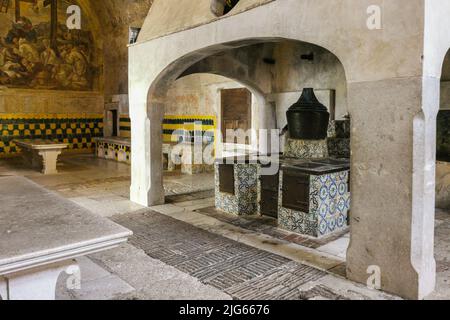 Die Küche der Certosa di Padula, Kampanien, Italien Stockfoto