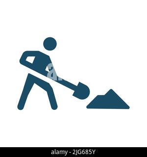 Hochwertiges dunkelblaues, flaches Straßenschild, Symbol für Straßenarbeiten. Piktogramm, Symbolsatz, Illustration. Nützlich für Websites, Banner, Grußkarten, Apps und Soci Stockfoto