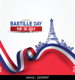 Happy Bastille Tag frankreich Grüße. vektor Illustration Design. Stock Vektor