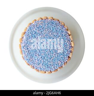 Typischer niederländischer Mausrotbraun mit rosa Mäusen auf einem Kuchen, für die Baby-Dusche Stockfoto