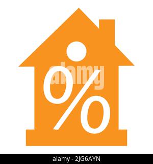 Ein Haus-Symbol, eine flache Farbdarstellung eines Hauses mit Prozentangaben. Vektor auf weißem Hintergrund isoliert Stock Vektor