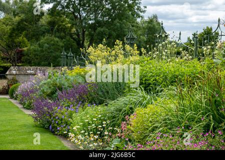 Bepflanzung im Bourton House Gardens, Morton in Marsh. Marktstadt in den Cotswolds, Gloucestershire, England, großbritannien Stockfoto