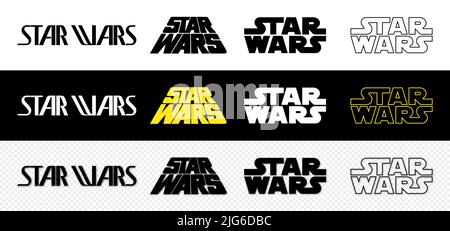 Evolution of Star Wars-Logo, Vektorgrafik redaktionelle Illustration Stock Vektor