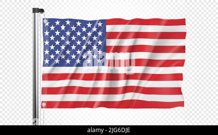 Flagge der Vereinigten Staaten von Amerika auf transparentem Hintergrund im Vektorformat Stock Vektor