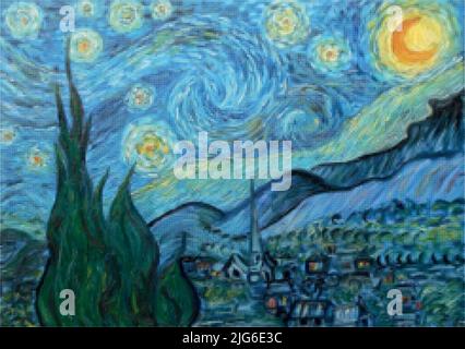 Vincent Van Gogh, die Sternennacht, im Vektorformat Stock Vektor