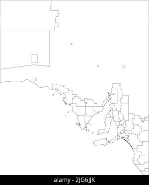Weiße Karte der lokalen Regierungsgebiete von SÜDAUSTRALIEN Stock Vektor