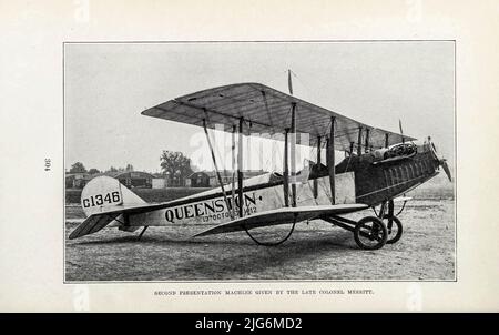 Zweite Präsentationsmaschine des verstorbenen Colonel Merritt aus dem Buch ' Aviation in Canada, 1917-1918 ' von Alan Sullivan, Erscheinungsdatum 1919 Herausgeber Toronto, Can., gedruckt von Rous & Mann Limited Stockfoto