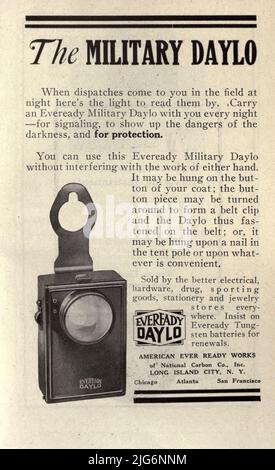 Military Daylo Fackel / Taschenlampe Classified Ads, 1918 aus dem ' Military Signal Corps manual ' von James Andrew White, Erscheinungsdatum 1918 Herausgeber New York : Wireless Press, inc. Stockfoto