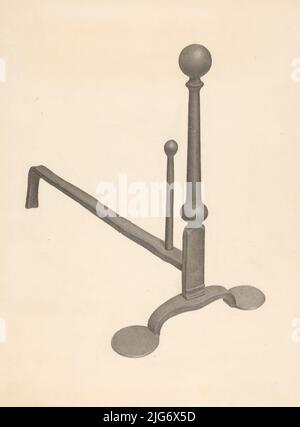 Andiron (eines der Paare), c. 1938. Stockfoto