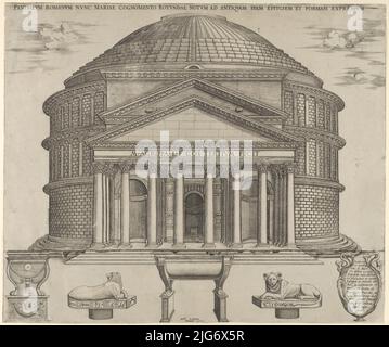 Erhebung des Pantheons in Rom, rekonstruiert in seiner ursprünglichen Form, 1549. Stockfoto