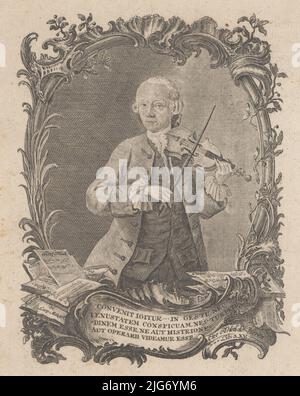 Leopold Mozart spielt Violine, 1756. Stockfoto