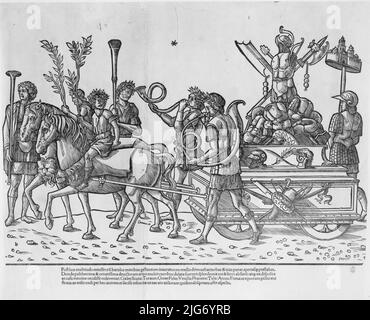 Wagen mit Kriegstrophäen, aus 'der Triumph des Caesars', 1504. Stockfoto