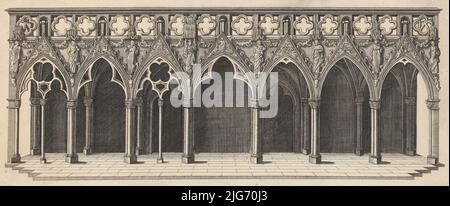 Innenraum des Straßburger Doms mit der Chorleinwand, 1617. Stockfoto