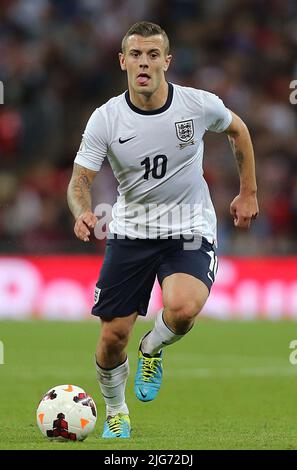 Aktenfoto vom 06-09-2013 von Englands Jack Wilshere. Der ehemalige Arsenal- und England-Mittelfeldspieler Jack Wilshere hat seinen Ruhestand angekündigt. Ausgabedatum: Freitag, 8. Juli 2022. Stockfoto