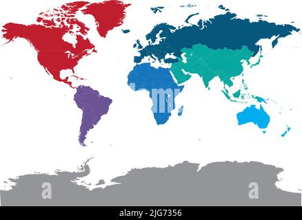 Alle Länder der Welt auf einer hochauflösenden Karte Stock Vektor