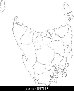 Weiße Karte der lokalen Regierungsgebiete von TASMANIEN, AUSTRALIEN Stock Vektor