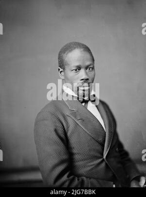 Hon. Jeremiah Haralson aus Alabama, zwischen 1865 und 1880. Um 1916 von wilden Tieren in der Nähe von Denver, Colorado, getötet. [Politiker, geboren in die Sklaverei: Selbstgebildet; einer der ersten zehn afroamerikanischen Kongressabgeordneten, die in den Vereinigten Staaten gewählt wurden; arbeitete im Innenministerium und im Pensionsbüro in Washington, D.C., es wurden keine Beweise für das Gerücht gefunden, dass er bei der Jagd von wilden Tieren getötet wurde]. Stockfoto