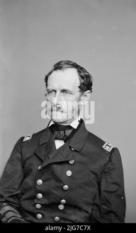 Adm. John A. Dahlgren, U.S.N., zwischen 1855 und 1865. [Ingenieur und Marineoffizier während des amerikanischen Bürgerkrieges: Entwicklung der Dahlgren-Kanone; Gründung der Marineabteilung; verantwortlich für bedeutende Fortschritte bei der Kanonenbeschützung]. Stockfoto