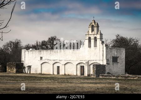 Mission San Juan ist ein starker Teil des San Antonio Missions National Historical Park in Südtexas. Stockfoto