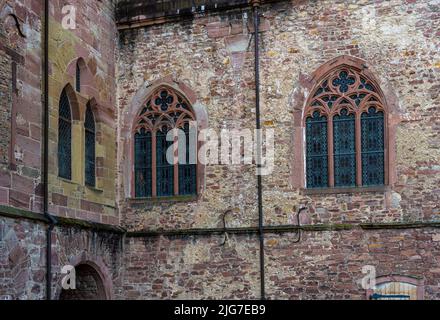 Blick von der Terrasse des Heidelberger Schlosses auf die Fenster des Fassbaus. Baden Württemberg, Deutschland, Europa Stockfoto