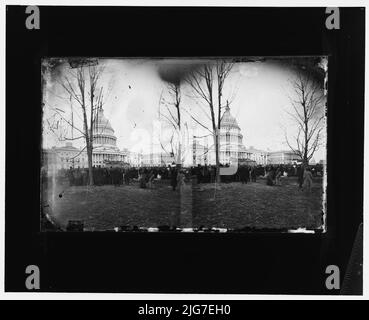 Rutherford Hayes' Einweihung 1877, 1877. [Stereoskopische Ansicht der Einweihungszeremonie von Präsident Rutherford B. Hayes im Capitol Building, Washington D.C.]. Stockfoto