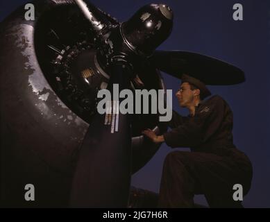 [Ein] Wartung a-20 Bomber, Langley Field, Virginia Stockfoto