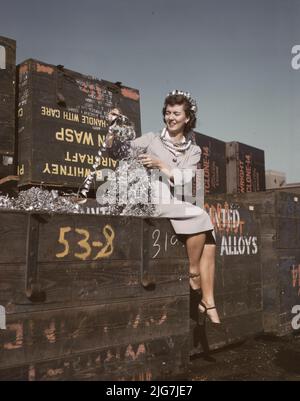 Annette del Sur Veröffentlichung Bergung Kampagne im Hof der Douglas Aircraft Company, Long Beach, Kalifornien Stockfoto