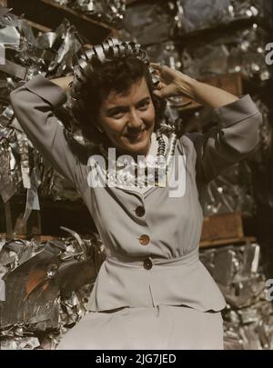 Annette del Sur Veröffentlichung Bergung Kampagne im Hof der Douglas Aircraft Company, Long Beach, Kalifornien Stockfoto