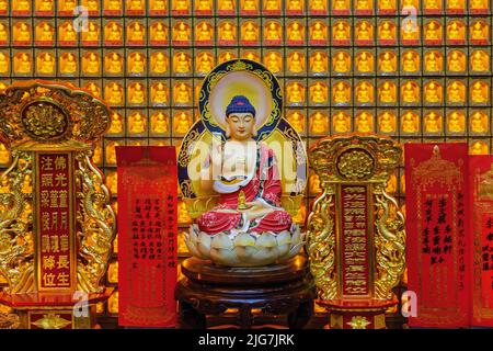 Gottheit in Leong San Buddhistischer Tempel, Republik Singapur Stockfoto