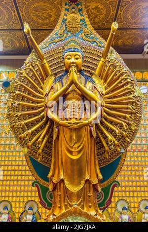 Gottheit in Leong San Buddhistischer Tempel, Republik Singapur Stockfoto