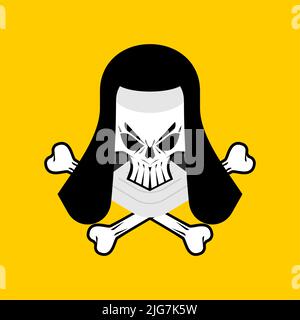 Nonne-Skelett. Böse heilige Schwester. Votaress Tod Vektor-Illustration Stock Vektor