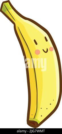 Eine Vektordarstellung einer niedlichen lächelnden Banane, isoliert auf einem weißen Hintergrund Stock Vektor