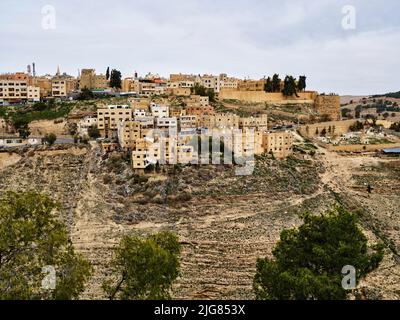 Blick vom Kreuzritterschloss Kerak, Jordanien. Stockfoto